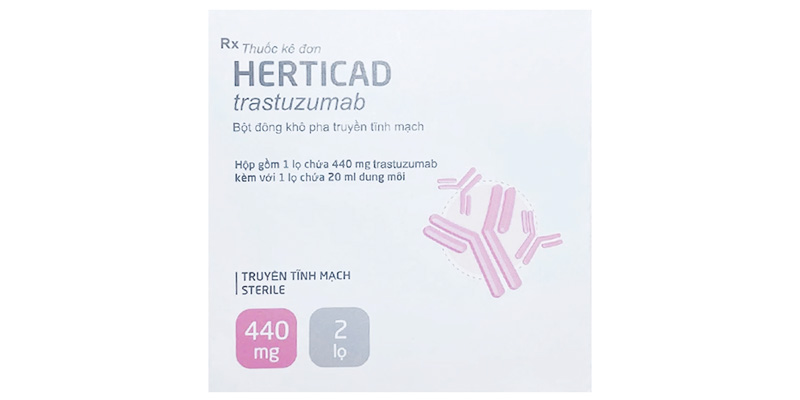 Lọ thuốc Herticad 440mg Biocad chứa 40mg Trastuzumab